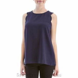 B1G1 Free! Navy Blue Scalloped Top